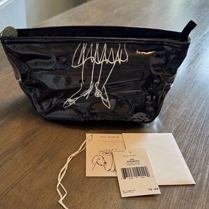 Vintage kate spade maira kalman black ryan cosmetic pouch with white doodle